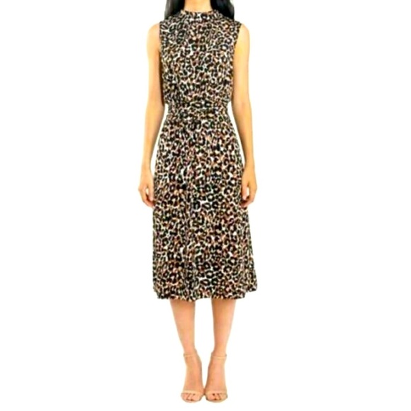 LEOTA MultiColor Leo Ginger Root Pleated Waist Jersey Dress Womens sz Small - Picture 1 of 6